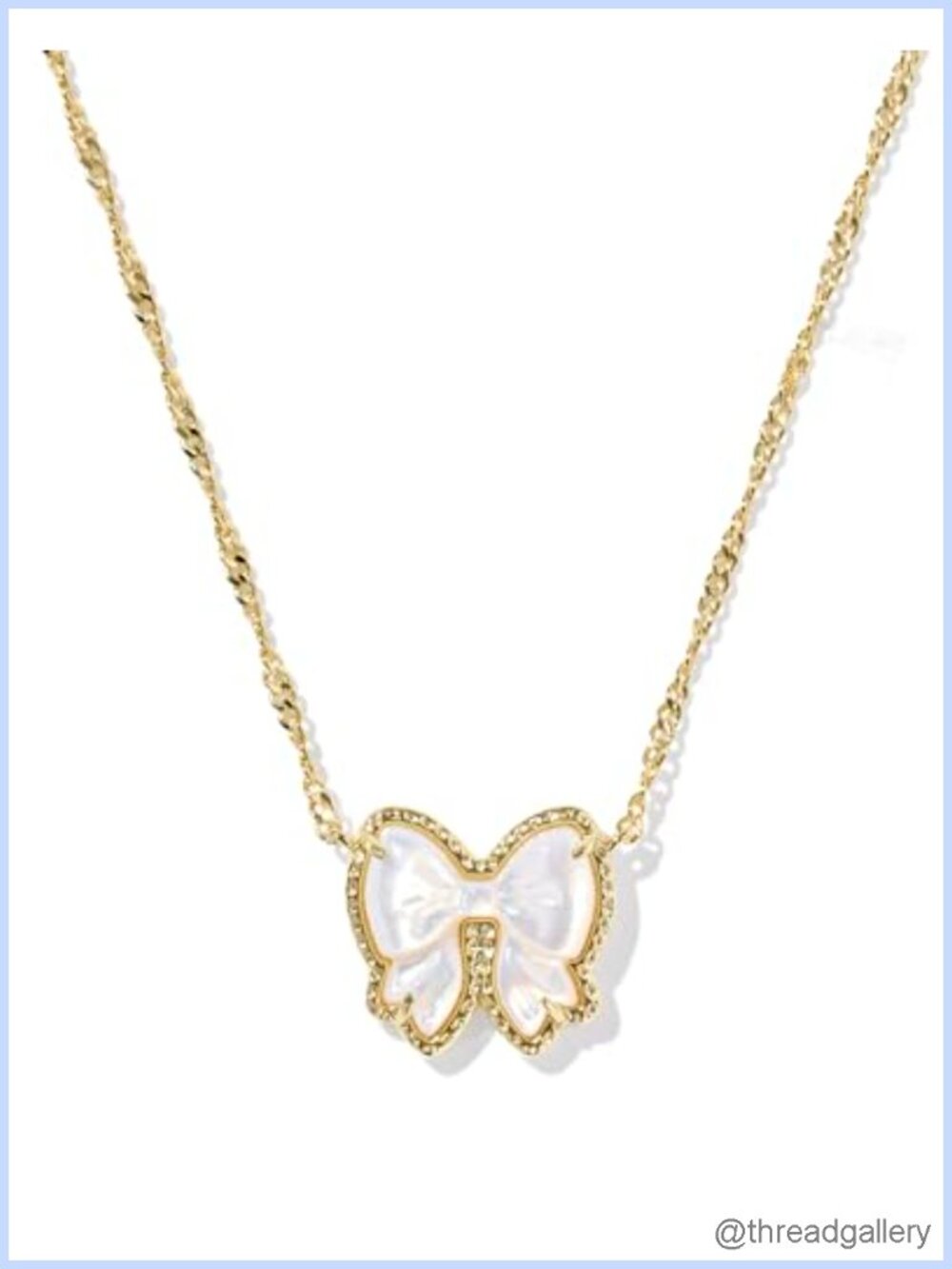 Haley Bow Short Pendant Necklace 16 inch Chain with Extender Lobster Clasp